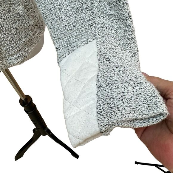 Moto Jacket Style Sweater Knit Pullover White Quilted Detail Casual - Picture 3 of 10